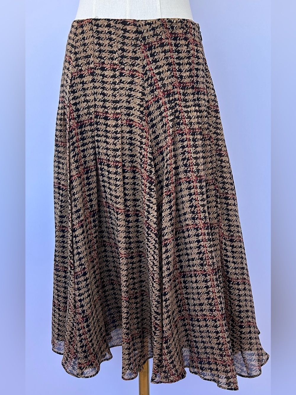 Jones New York‎ Petites Women’s Silk A-Line Skirt Houndstooth Design Size 6P